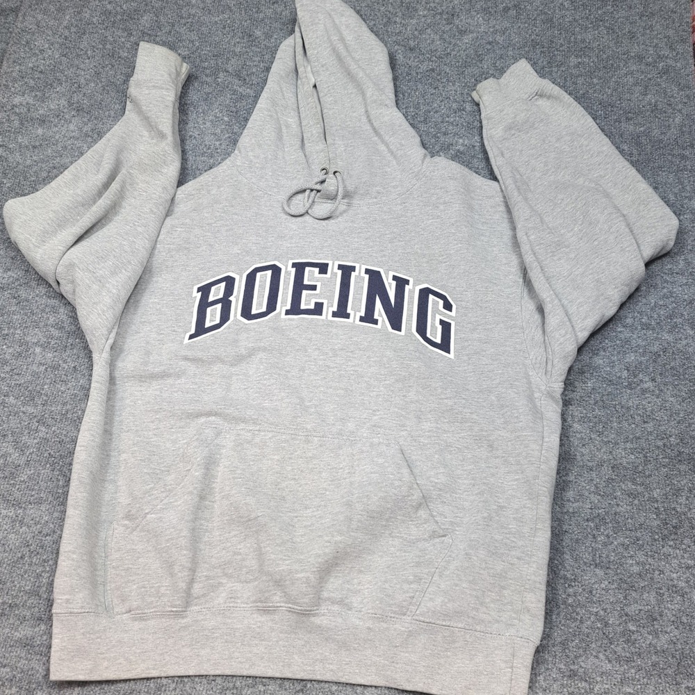 VTG Oarsman 913 Boeing Hoodie Gray Aviation Sweatshirt Mens XL Arched Graphic